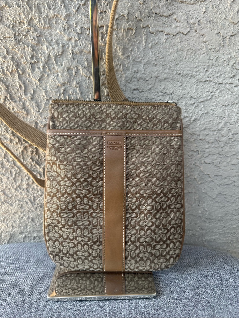 COACH Vintage Beige/Tan Signature Canvas Crossbody Bag